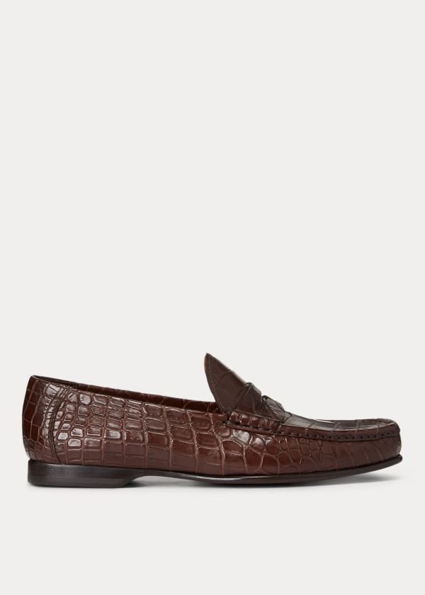 Mocasines Ralph Lauren Hombre Marrom Oscuro - Chalmers Crocodile - KUOBG5678